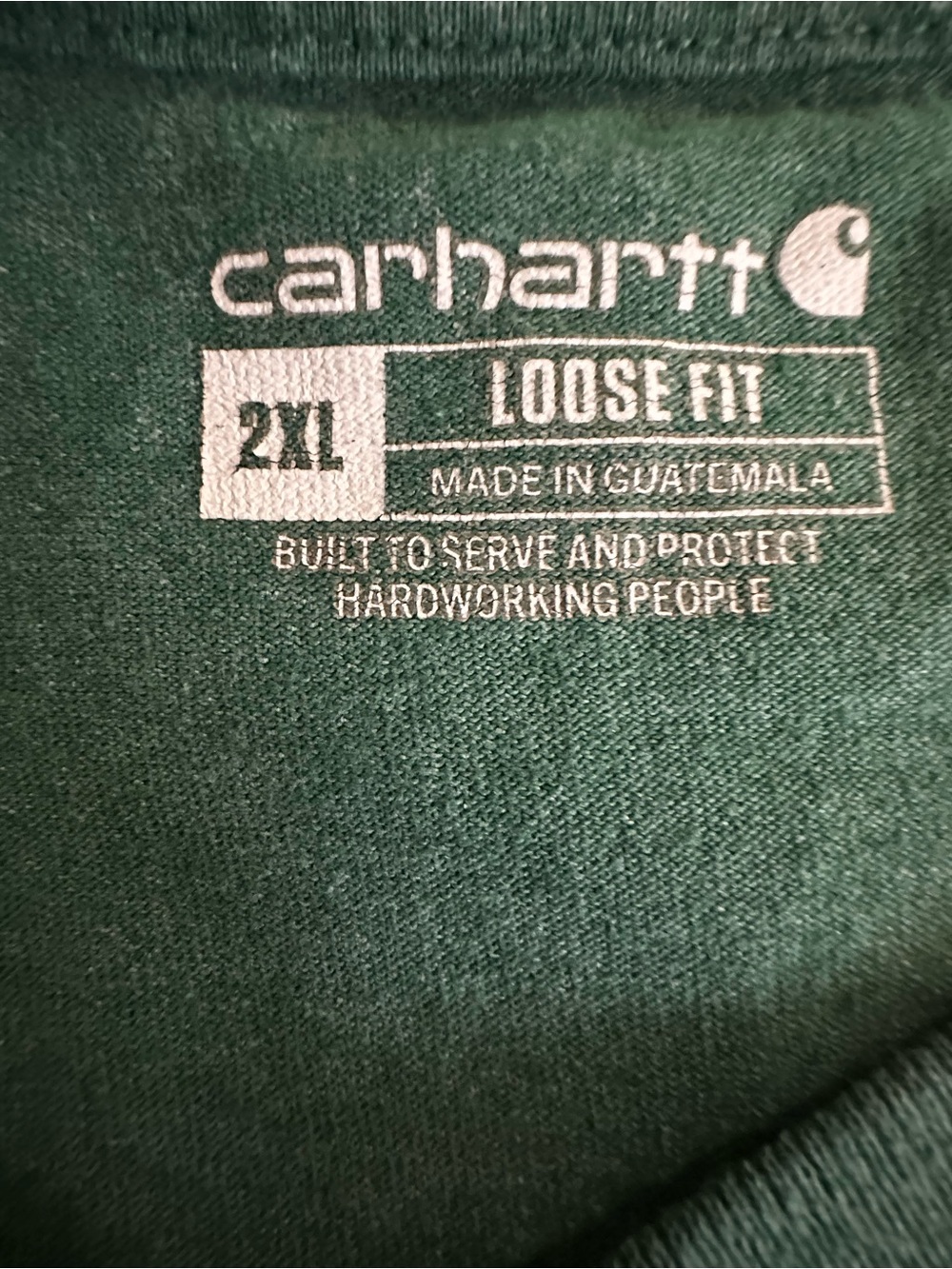 Carhartt Loose Fit 2XL Green Pocket T-Shirt Short Sleeve Workwear Logo Tee - Picture 5 of 6